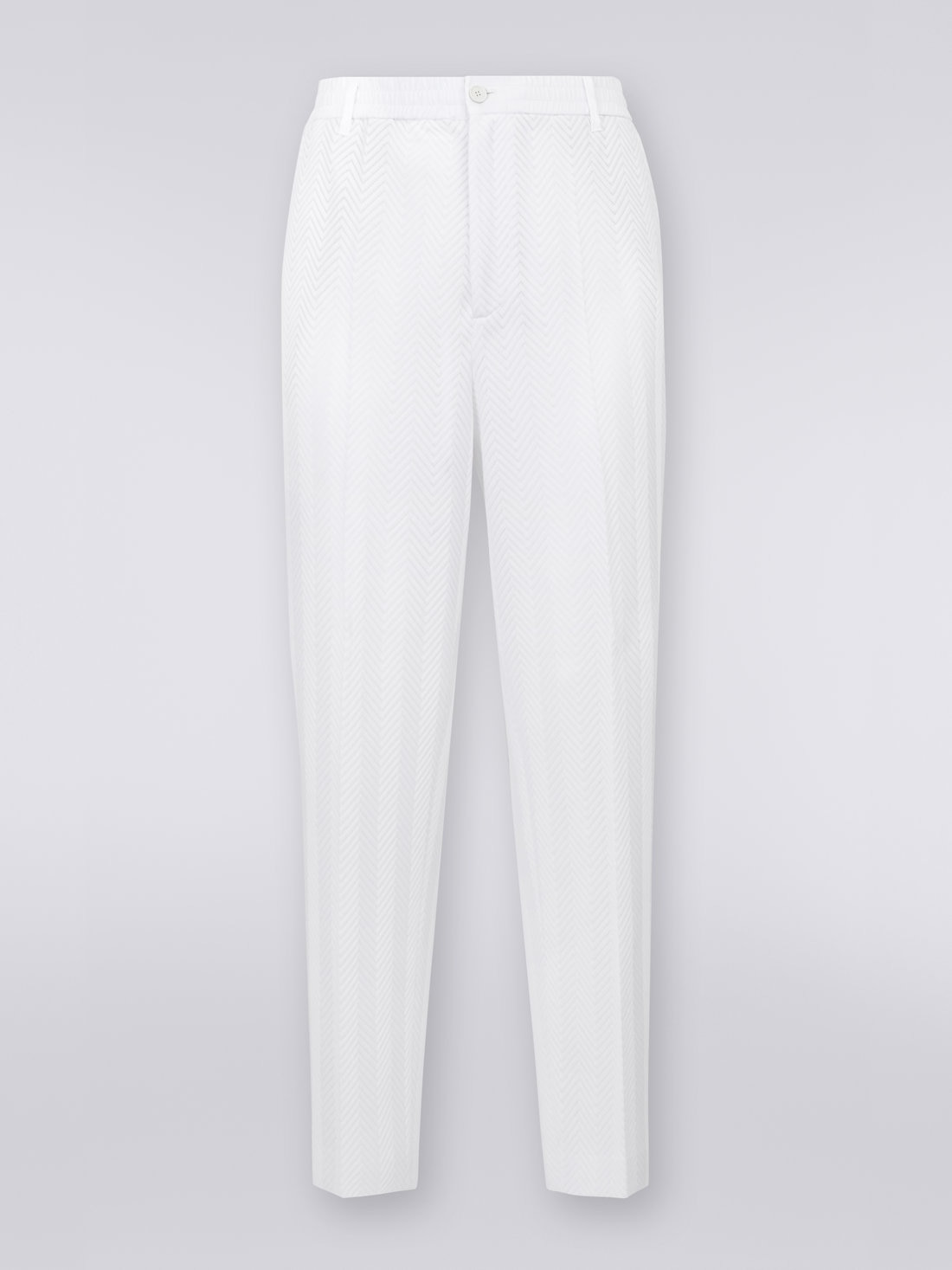 Classic plain cotton and viscose chevron trousers - 1