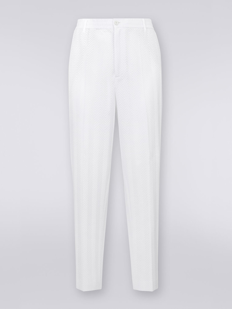 Classic plain cotton and viscose chevron trousers 1
