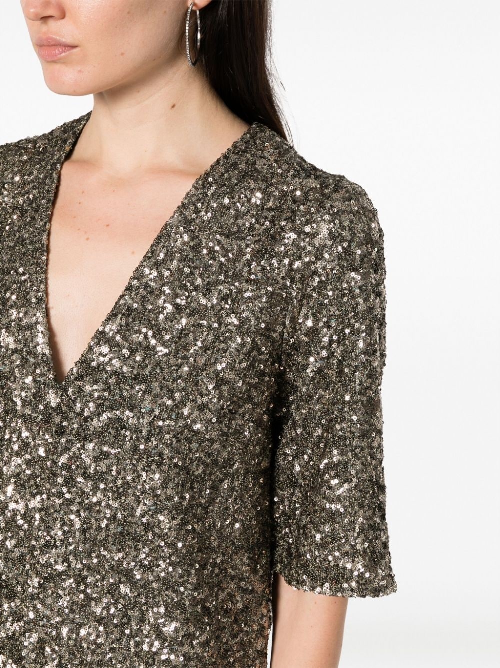 sequin-embellished short-sleeved blouse - 5