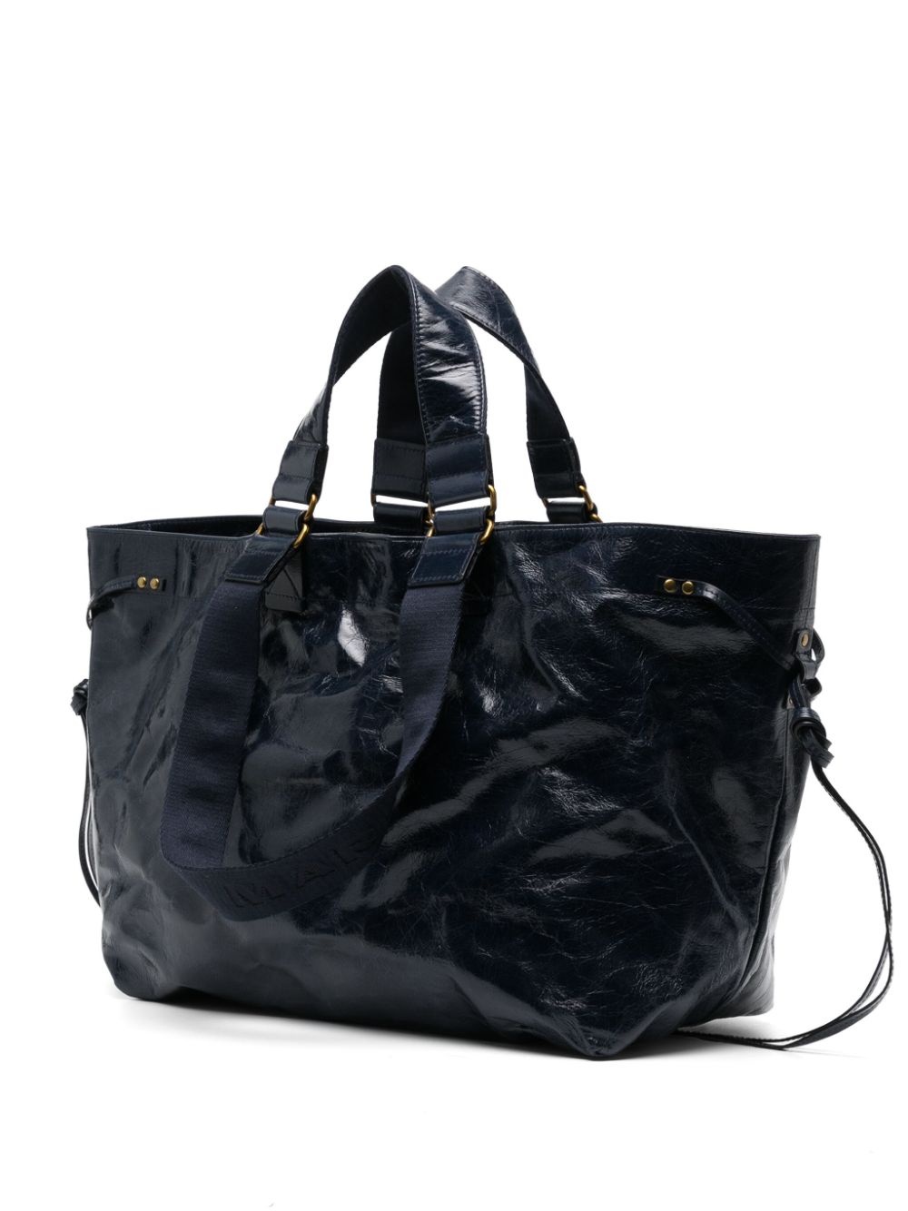 embossed-logo-handle leather tote bag - 3