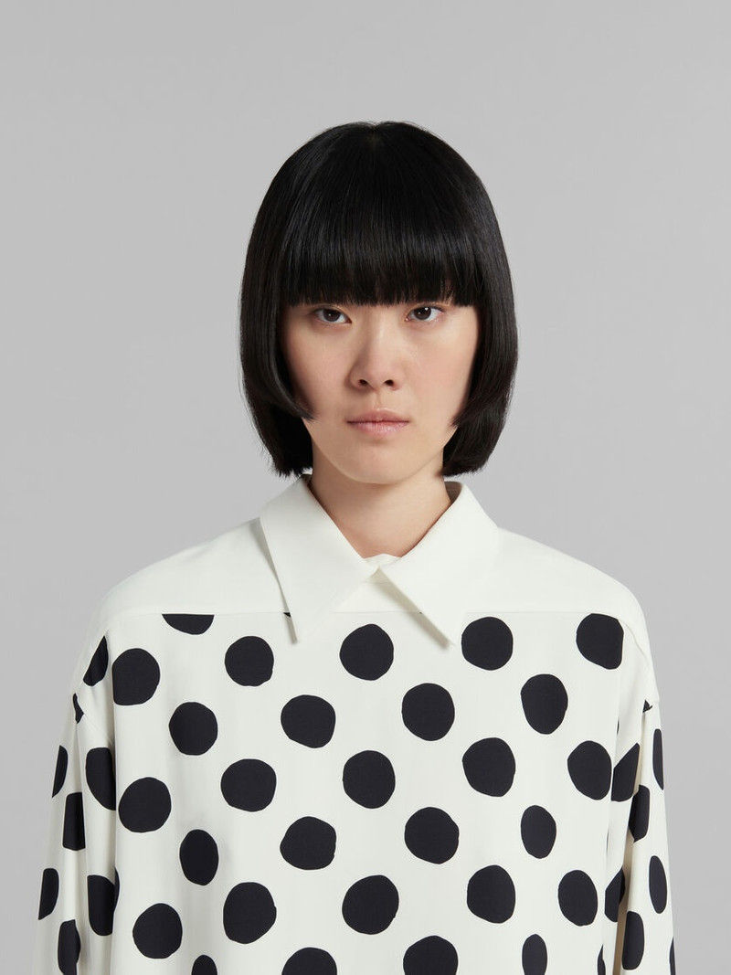 WHITE CADY DRESS WITH MAXI POLKA DOTS 4