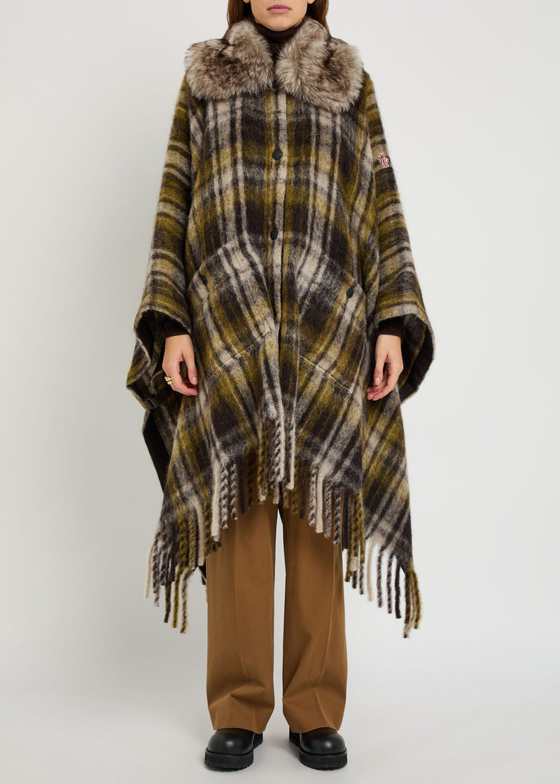Moncler Moncler Plaid Brushed Wool-blend Cape outlook