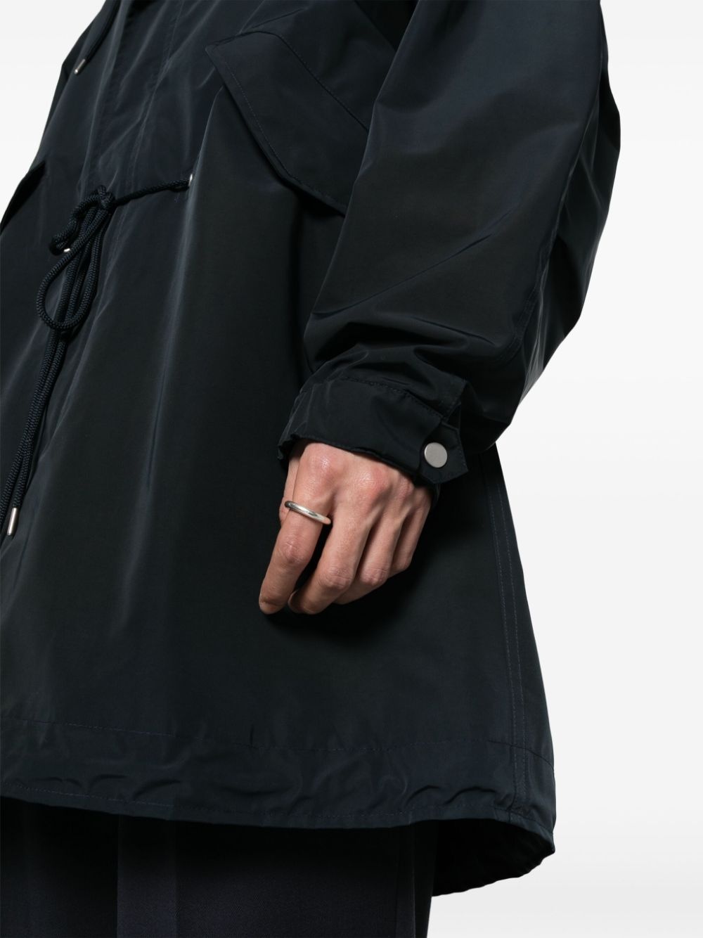 elasticated-waist hooded parka - 5