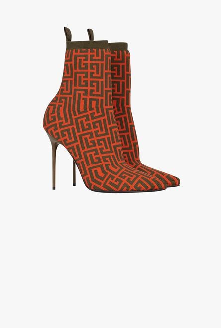 Bicolor stretch knit Skye ankle boots with Balmain monogram - 2