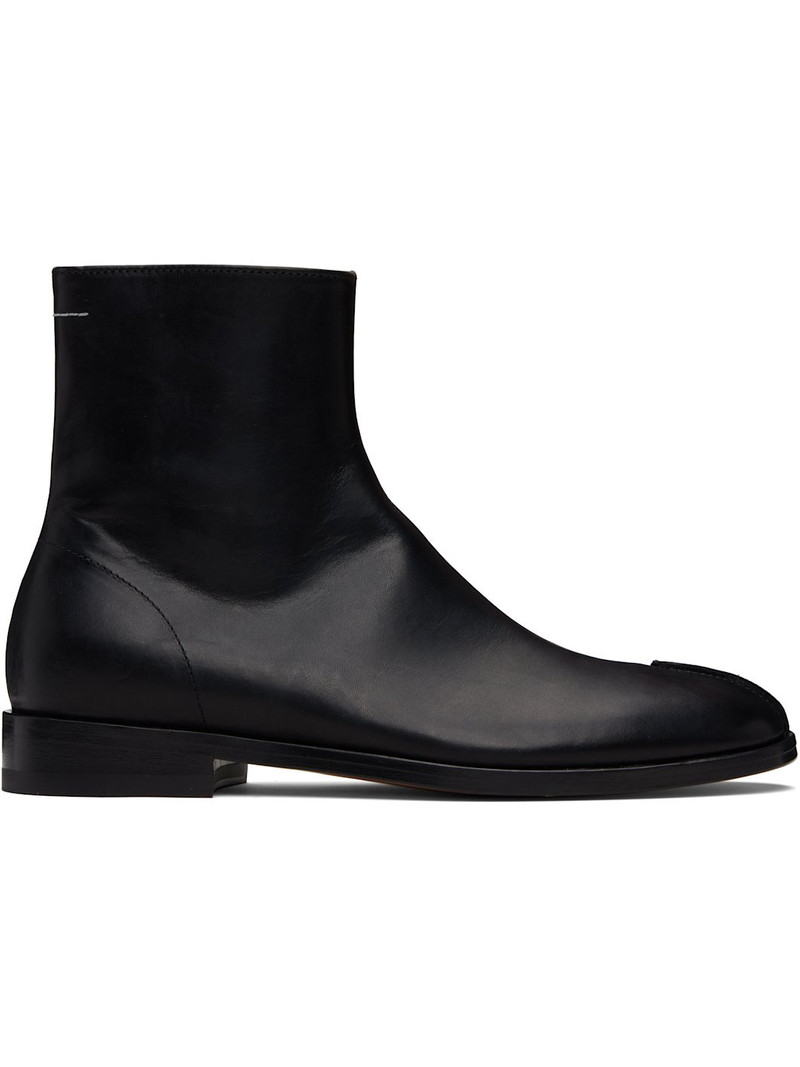 Black Shiny Vegetable Tanned Leather Trunk Boots 1