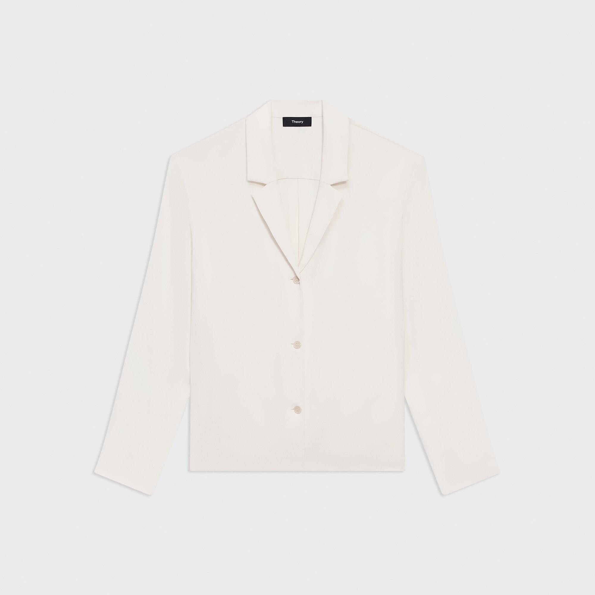 Notched Lapel Blouse in Silk Georgette - 1