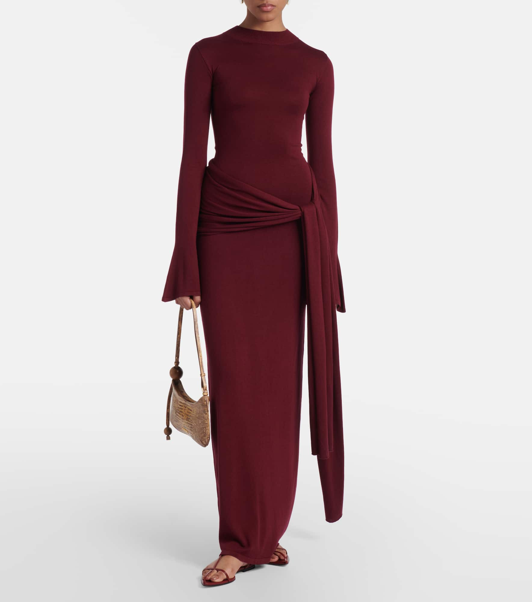Draped silk-blend maxi dress - 2