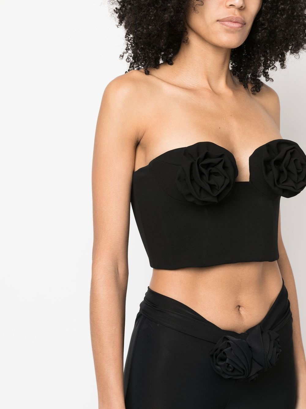 flower applique bustier-style top - 5