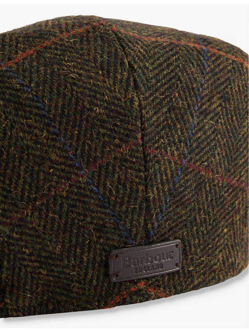 Barbour Cheviot logo-patch tweed flat cap outlook