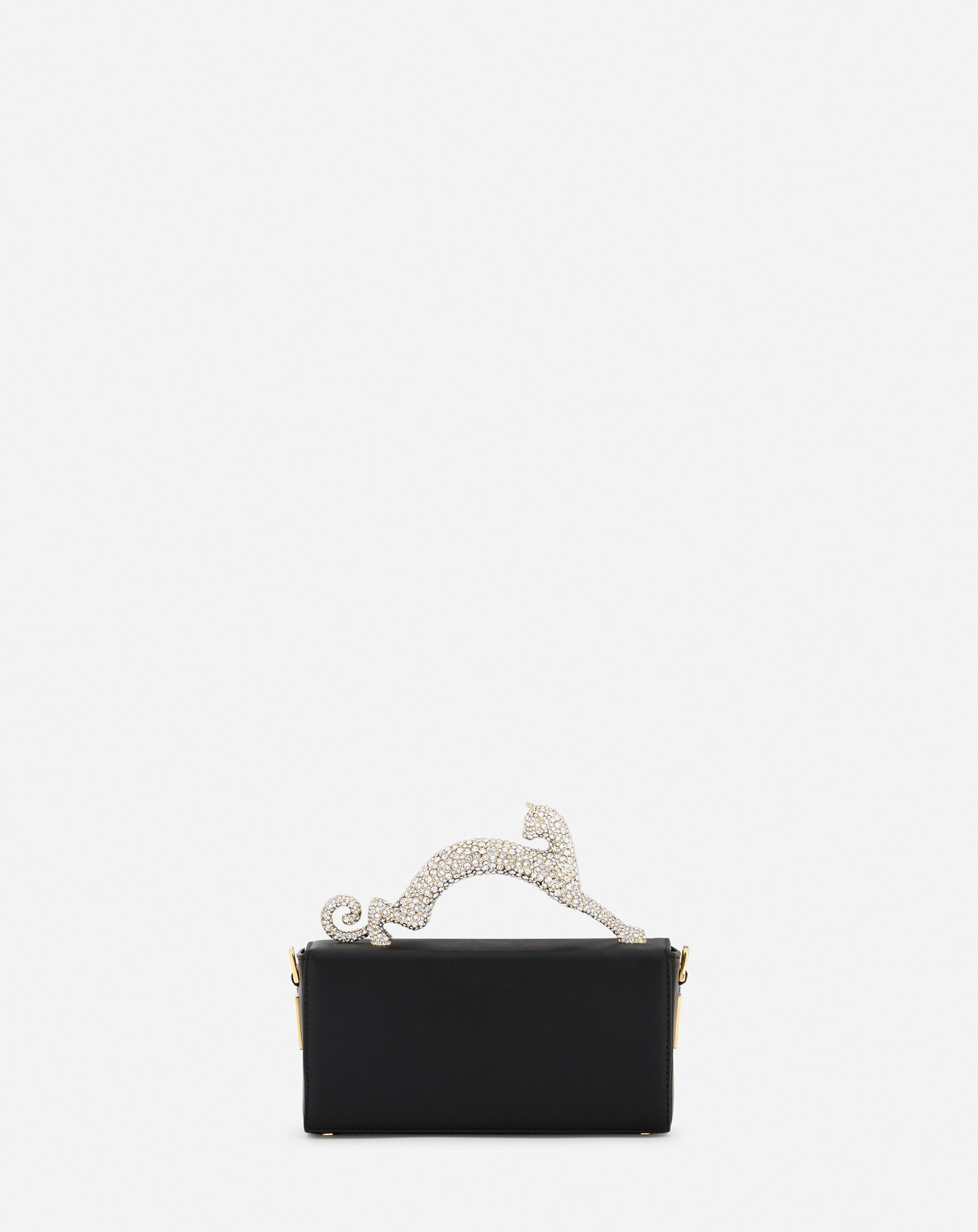 LEATHER AND RHINESTONE NANO PENCIL CAT BAG - 5