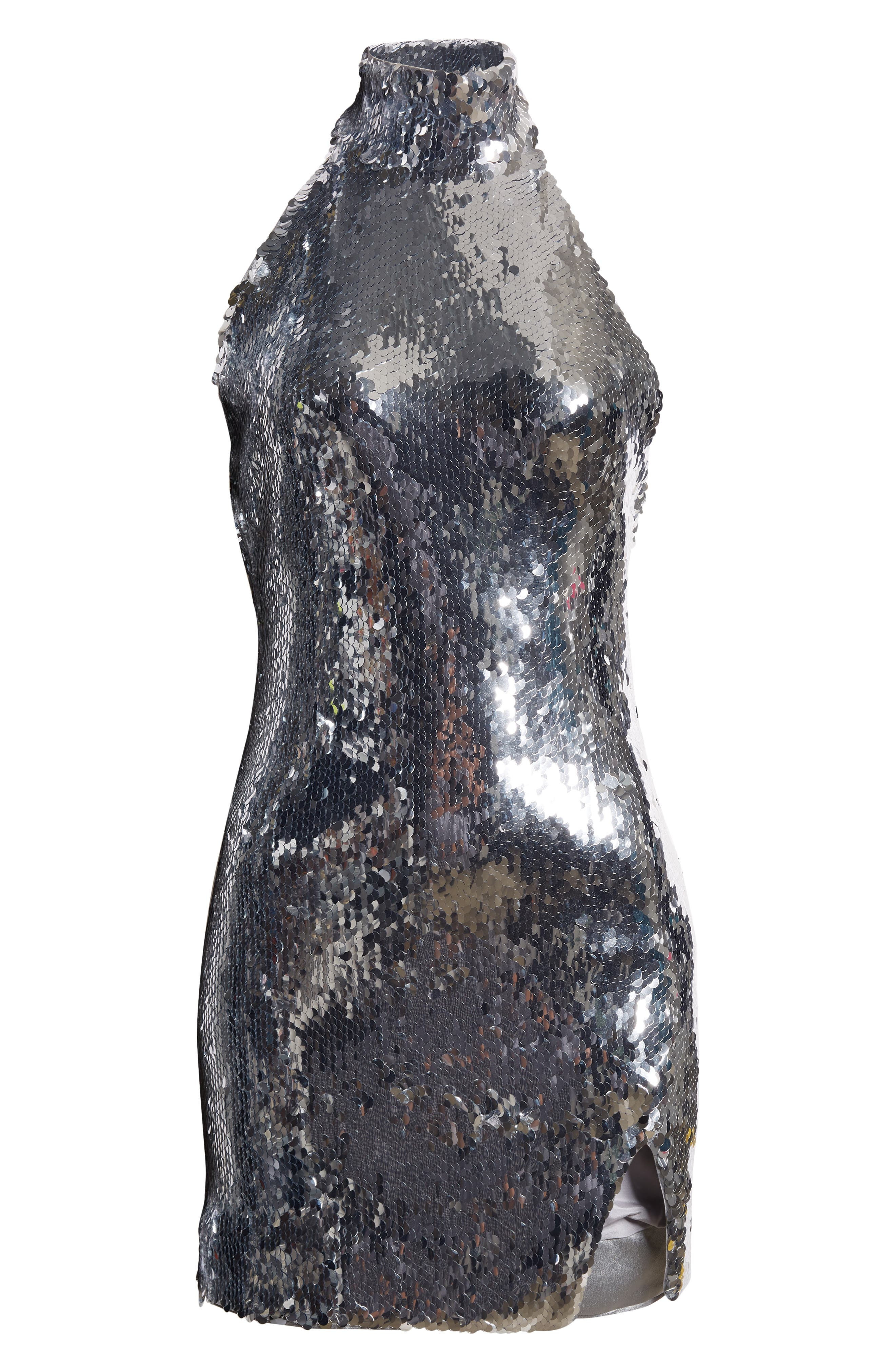 Balmain Paillette Halter Minidress in Silver at Nordstrom - 5