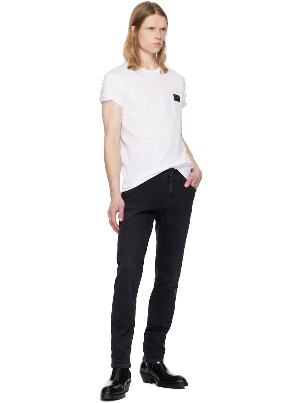 White Cotton Branded Tag T-shirt - 4