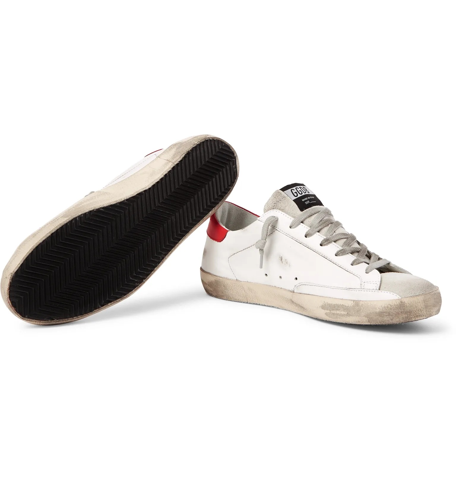 Superstar Distressed Leather and Suede Sneakers - 24