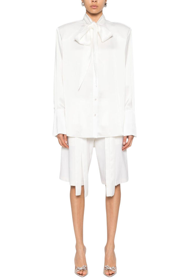 BOW-DETAIL SATIN SHIRT - 2