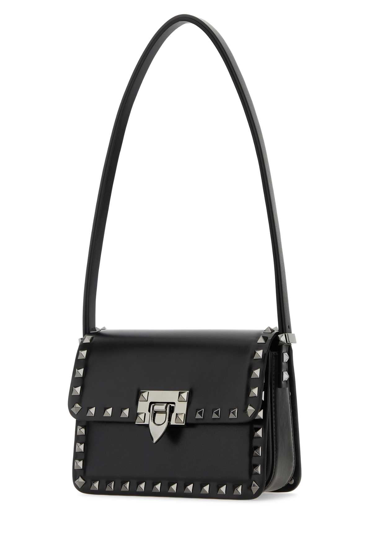 Valentino Garavani Women Black Leather Rockstud23 Shoulder Bagâ - 2
