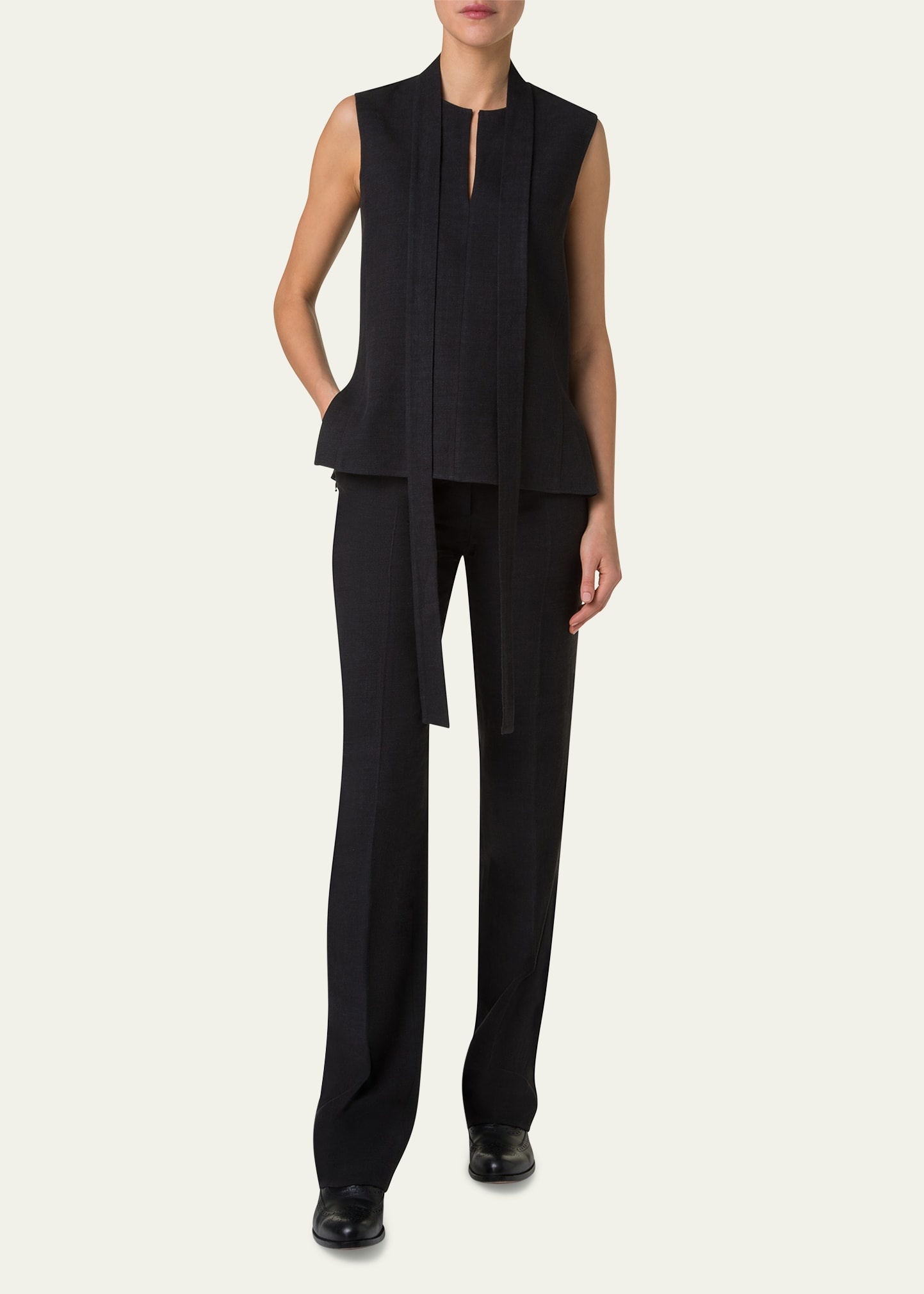 Carl Straight Leg Stonewashed Twisted Linen Wool Pants - 2