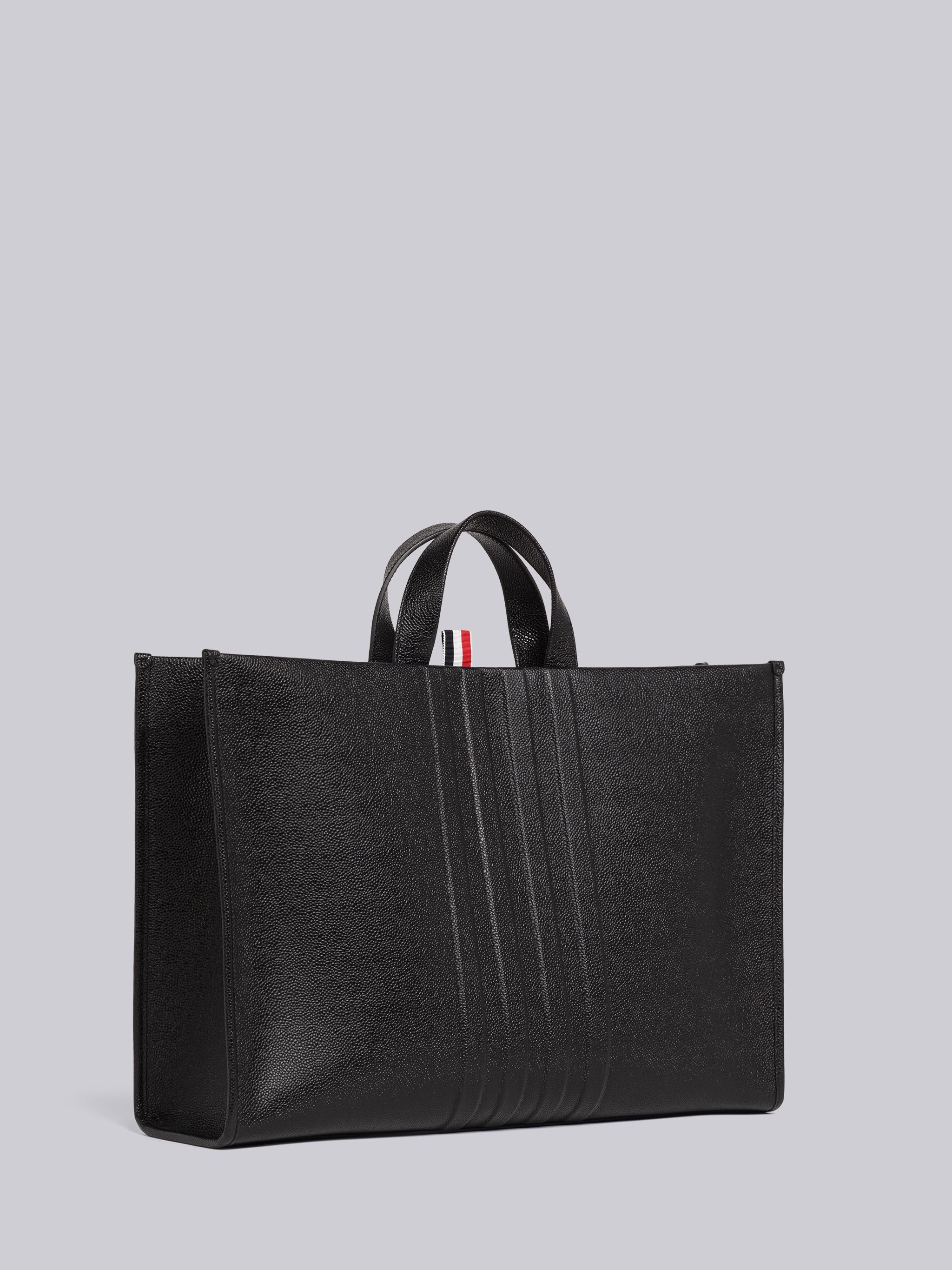 Pebble Grain Leather 4-Bar Squared Tote - 3