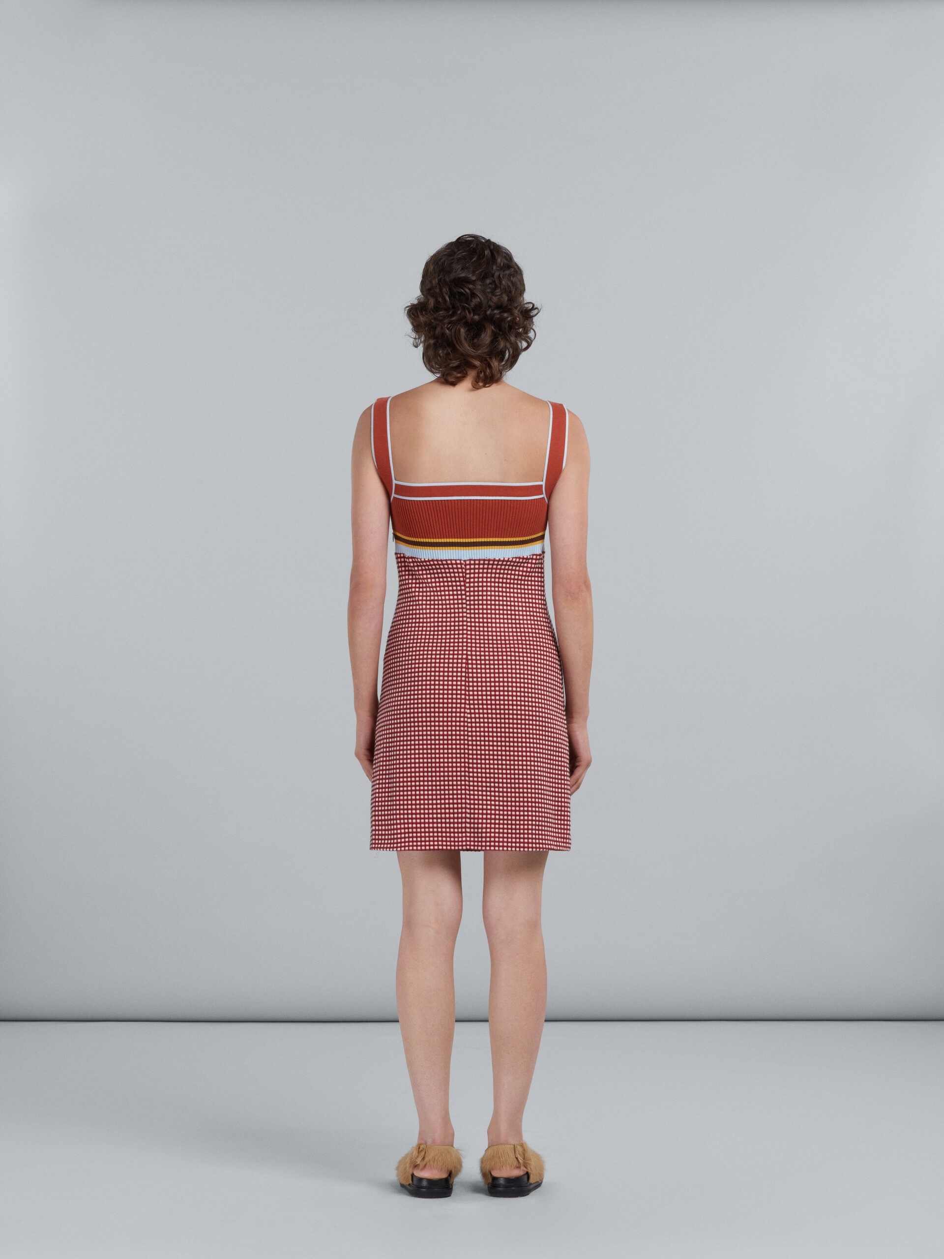 SHEATH DRESS IN ORANGE JACQUARD FABRIC - 3