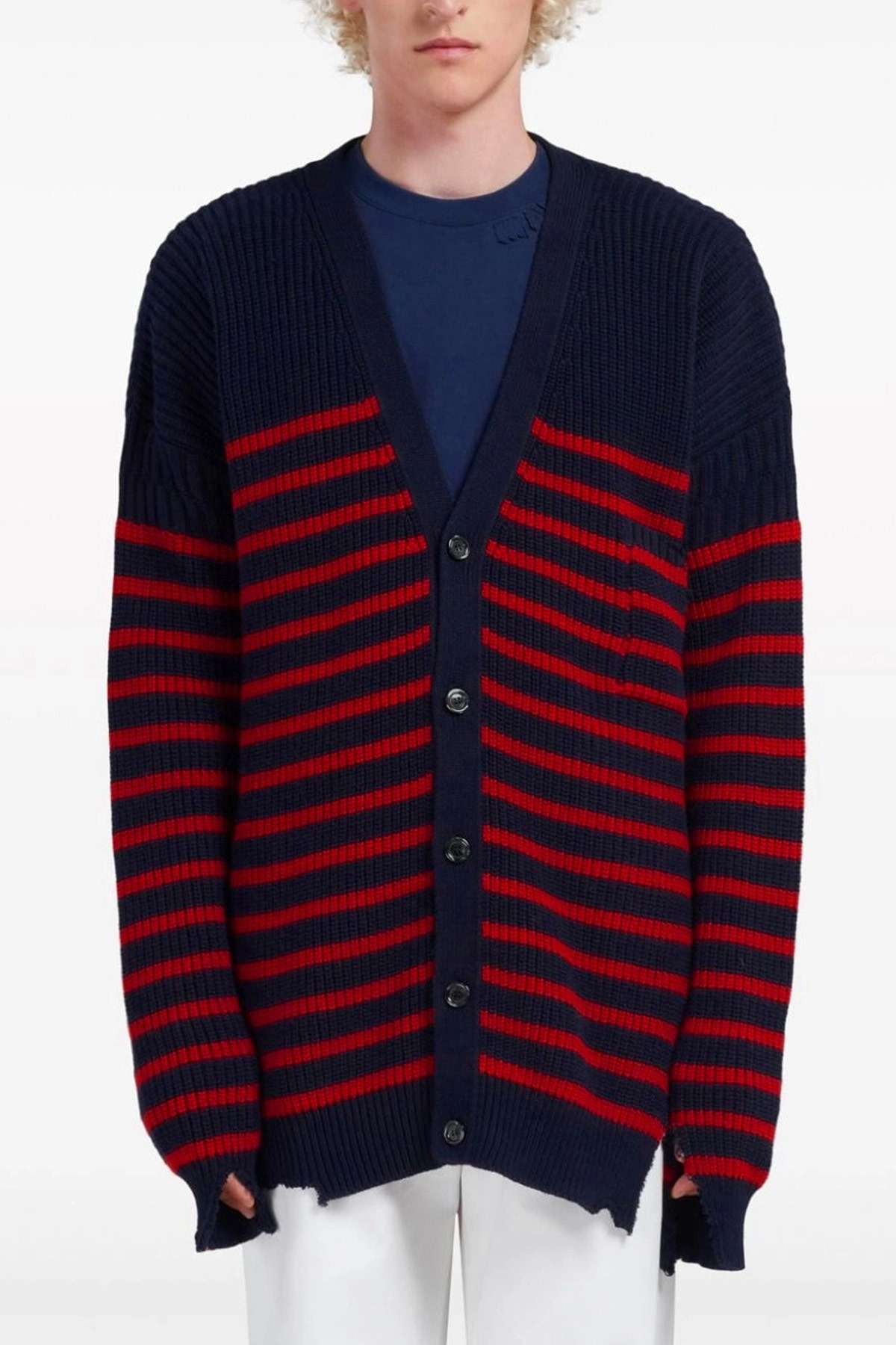 Destroyed effect striped cardigan - 2