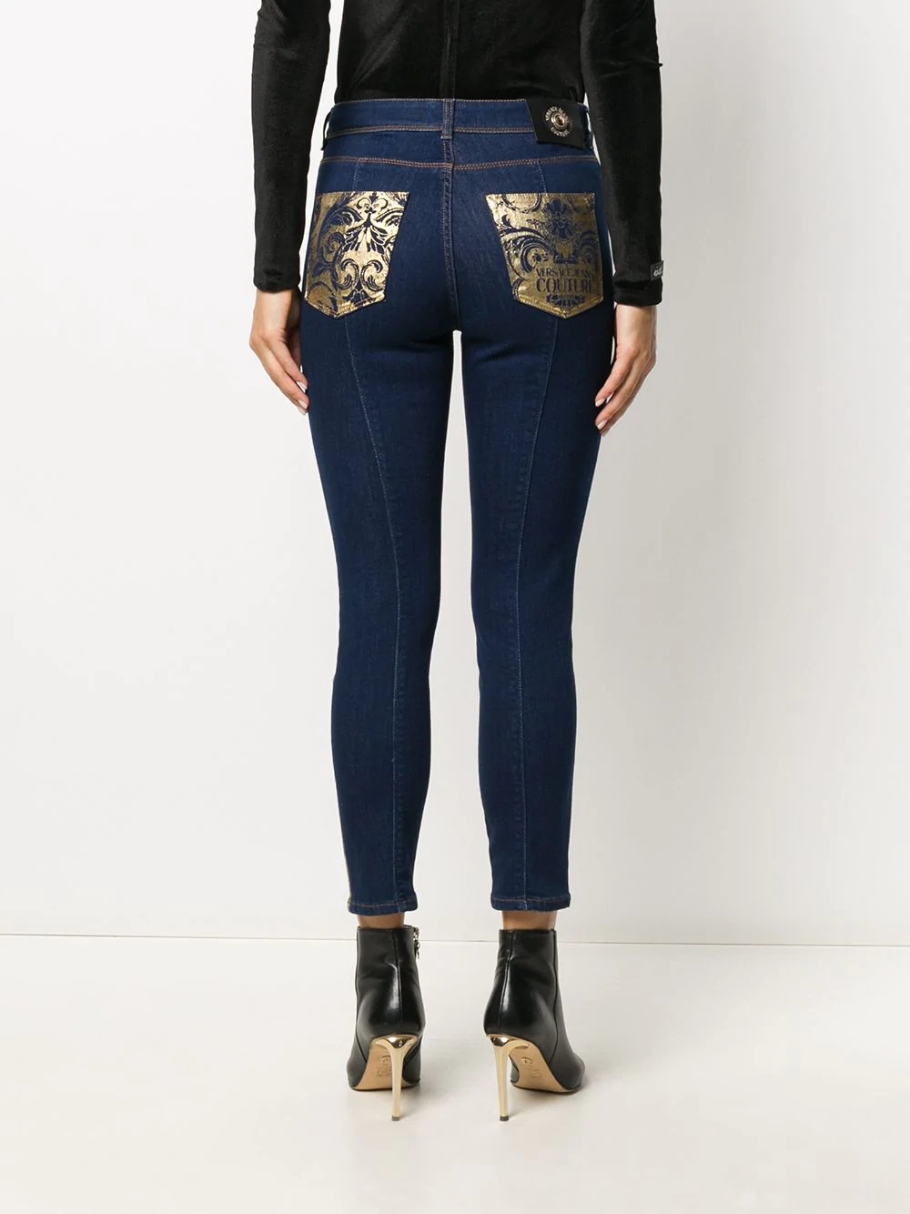 baroque-print skinny jeans - 4