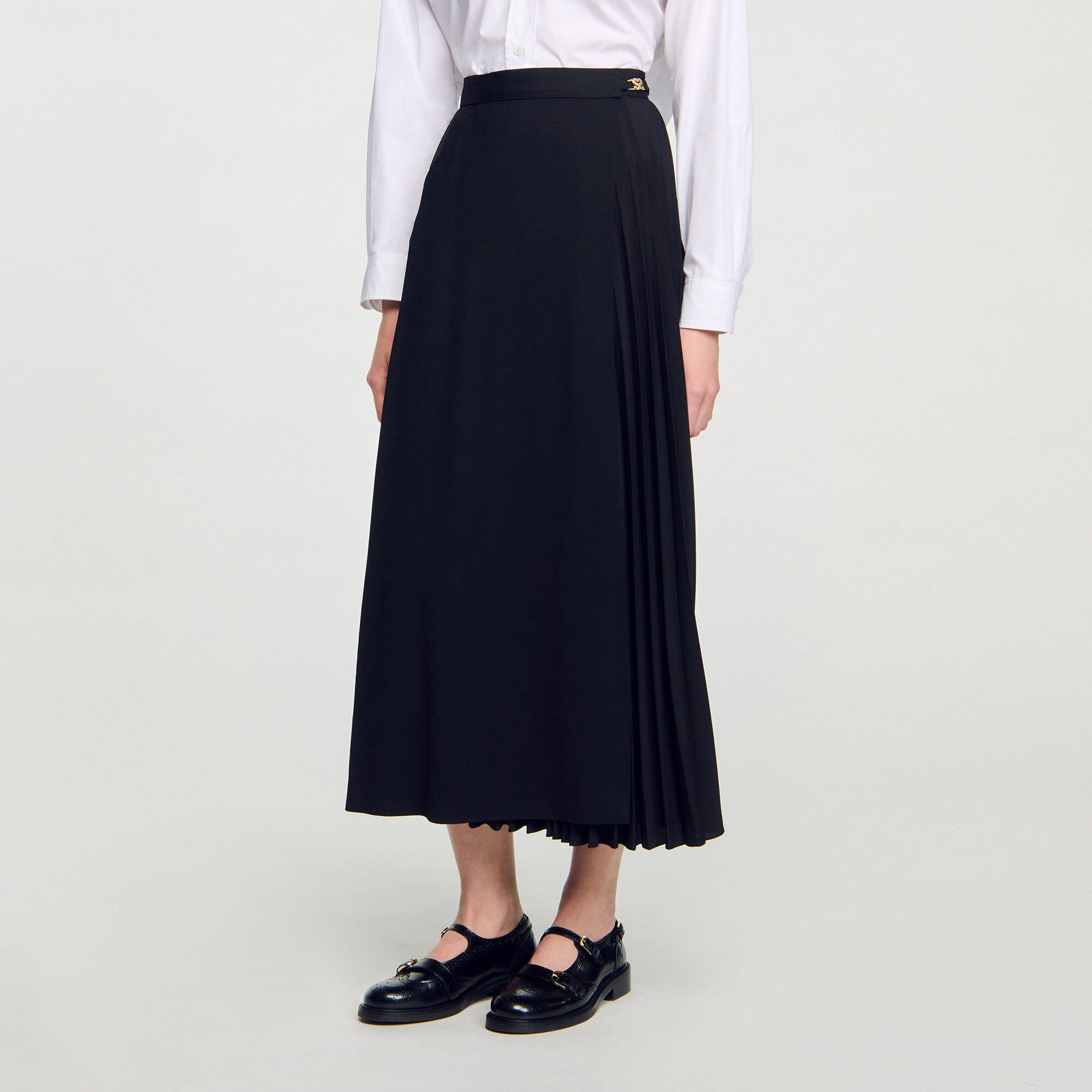 CURB CHAIN BUCKLE PLEATED SKIRT - 4