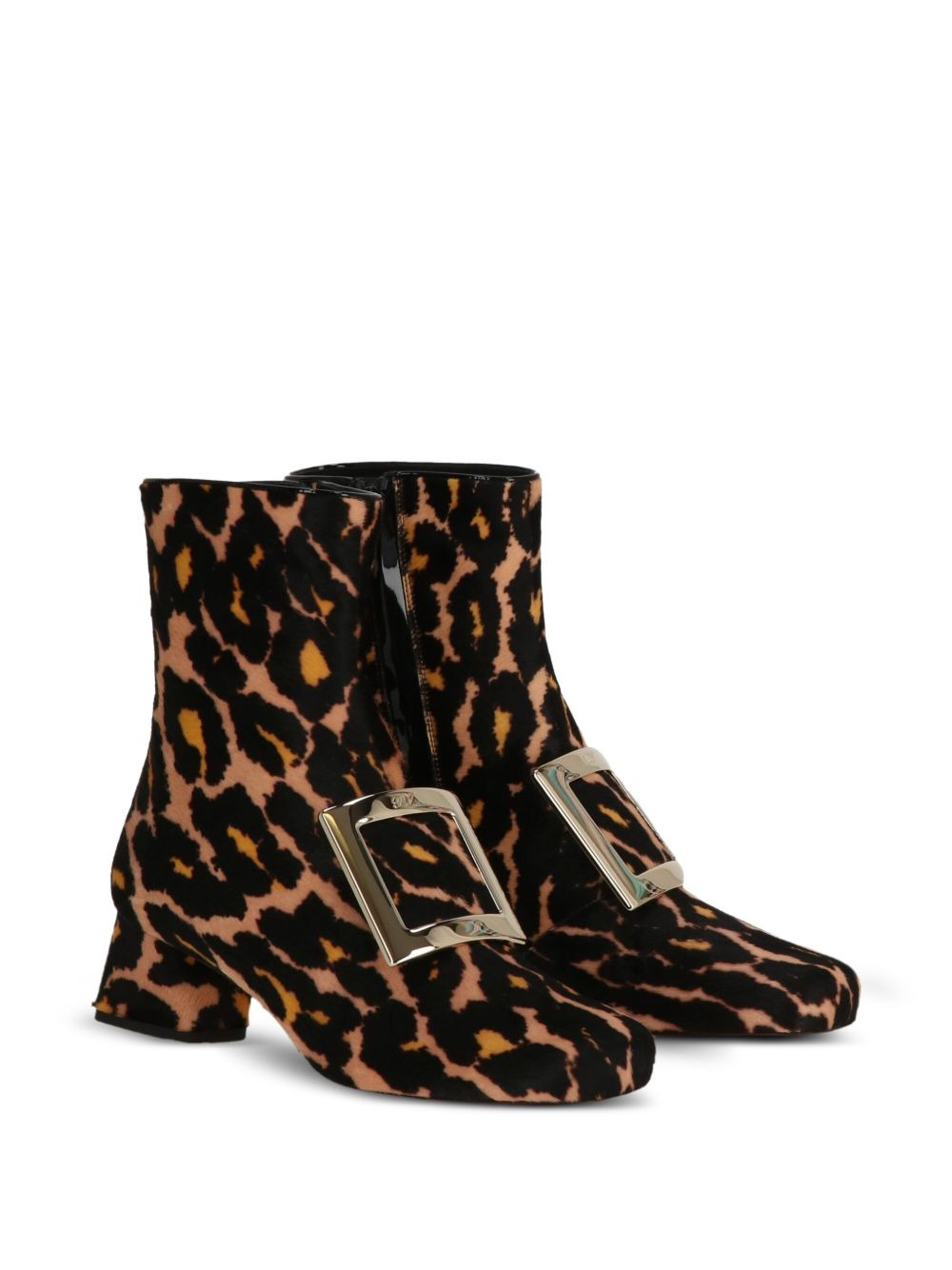leopard-print buckle-detail ankle boots - 2