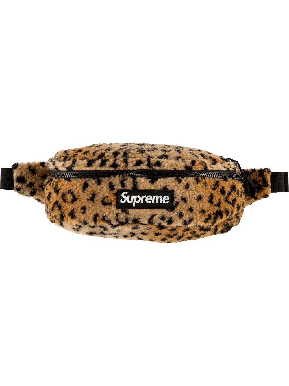 leopard-print fleece belt bag - 1