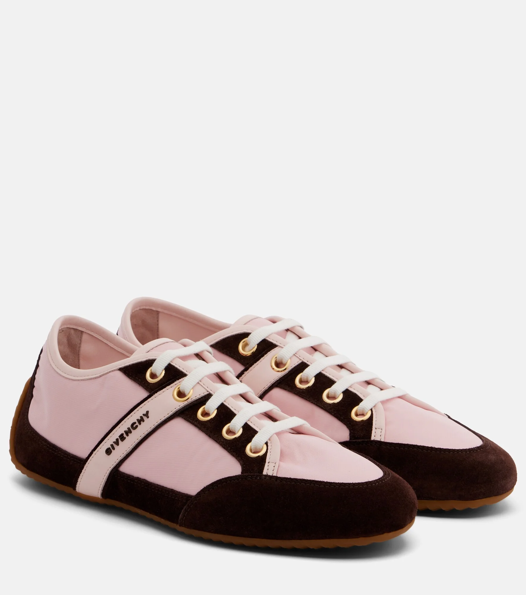 Slim suede-trimmed sneakers - 1