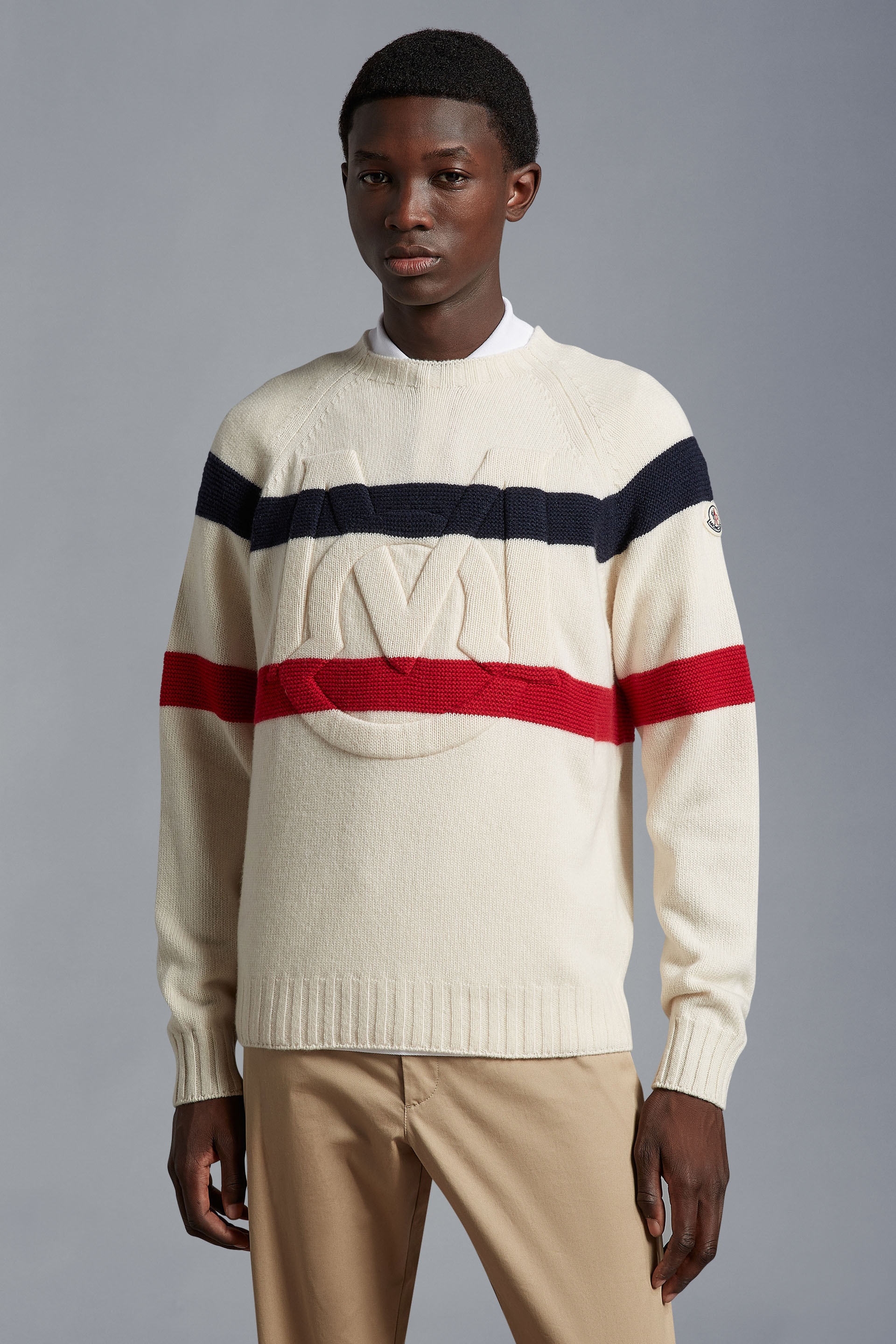 Moncler Monogram Logo Crewneck Virgin Wool & Cashmere Sweater