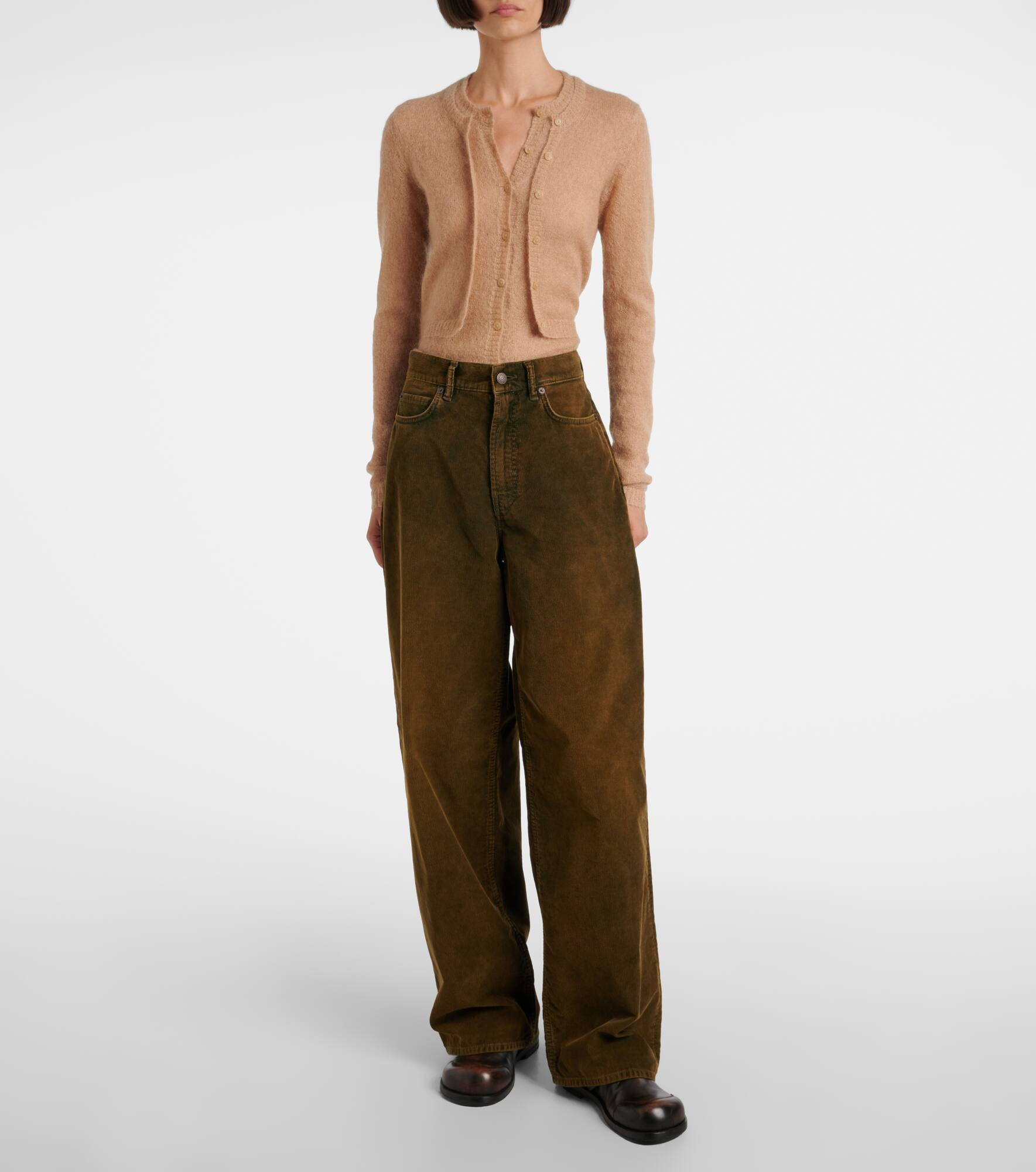 Mid-rise cotton corduroy wide-leg pants - 7