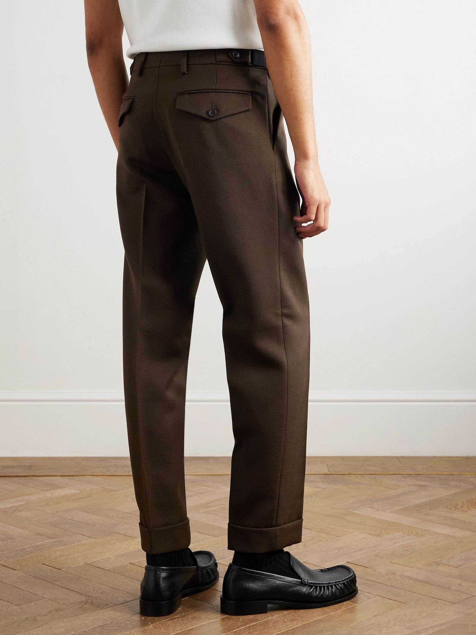 Tapered Double-Faced Wool-Twill Trousers Brown - 4
