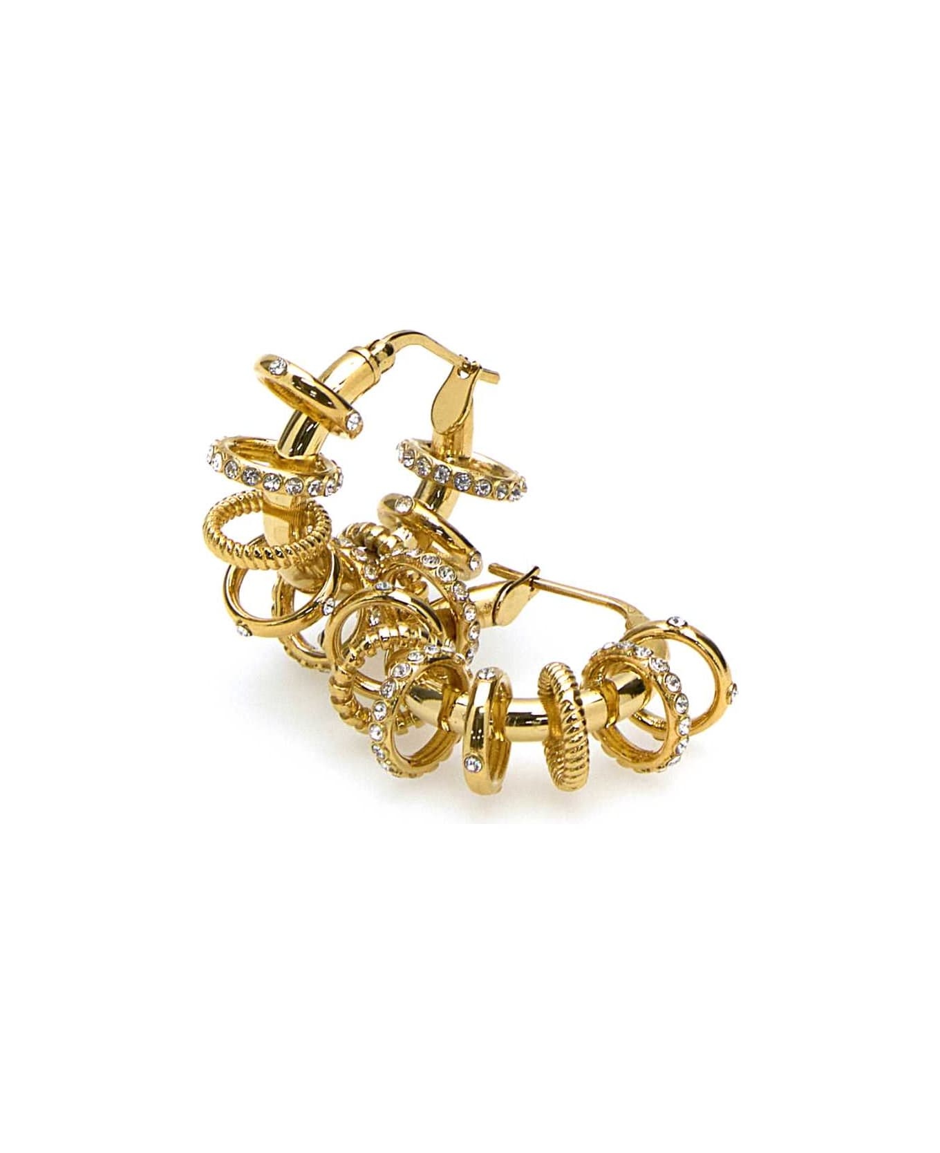Gold Metal Multiring Earrings - 2