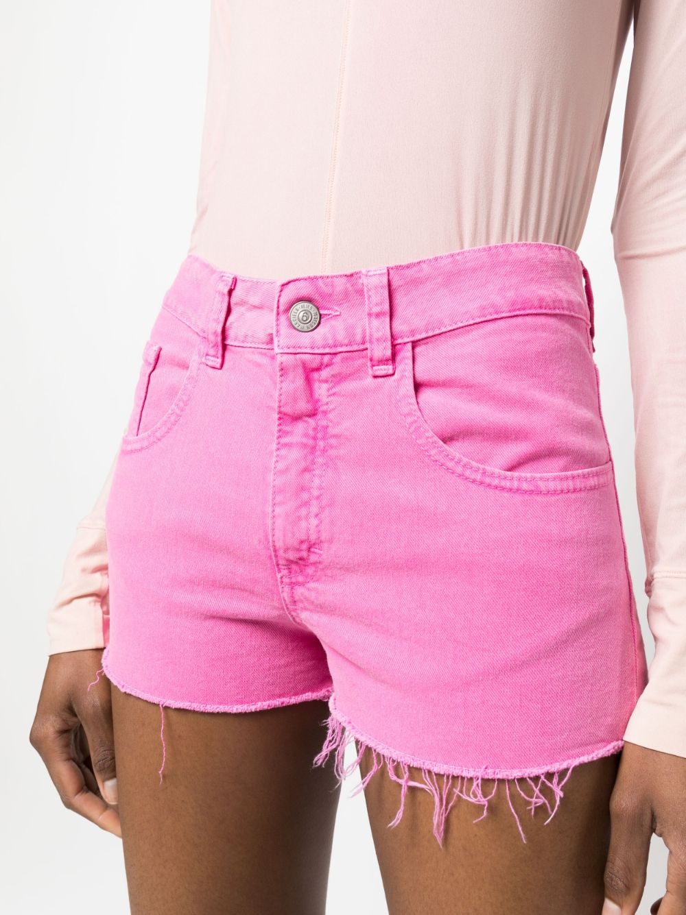 mid-rise mini denim shorts - 5