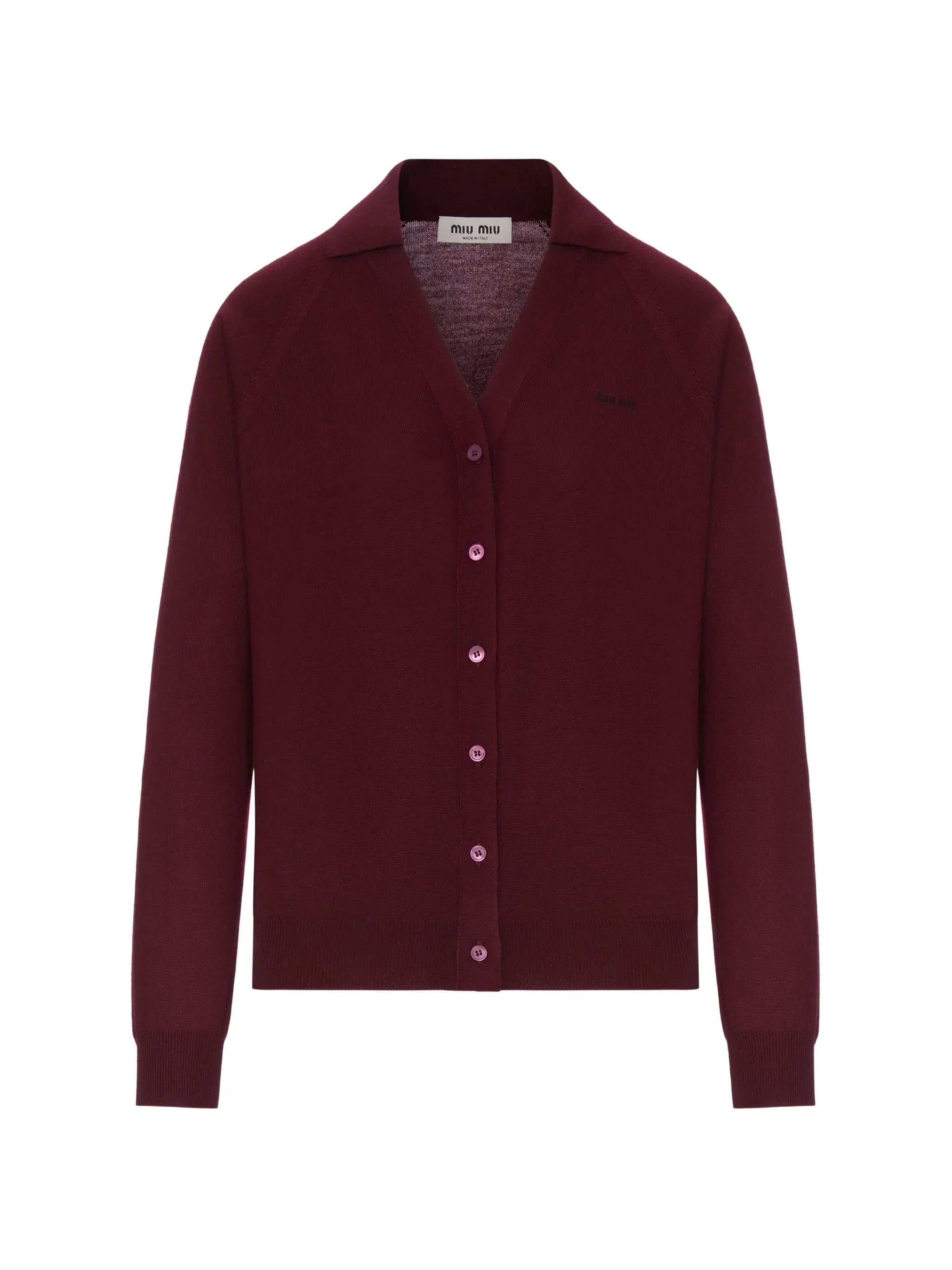 Miu Miu Logo-embroidered Wool Cardigan - 1