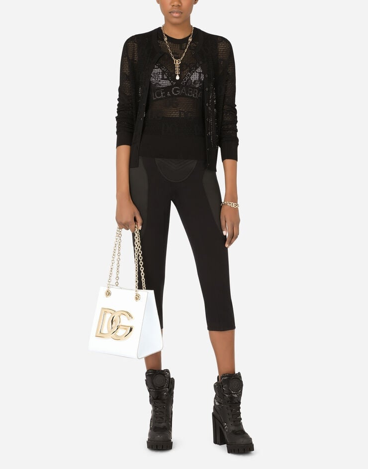 Sleeveless lace-stitch sweater with DG logo - 5