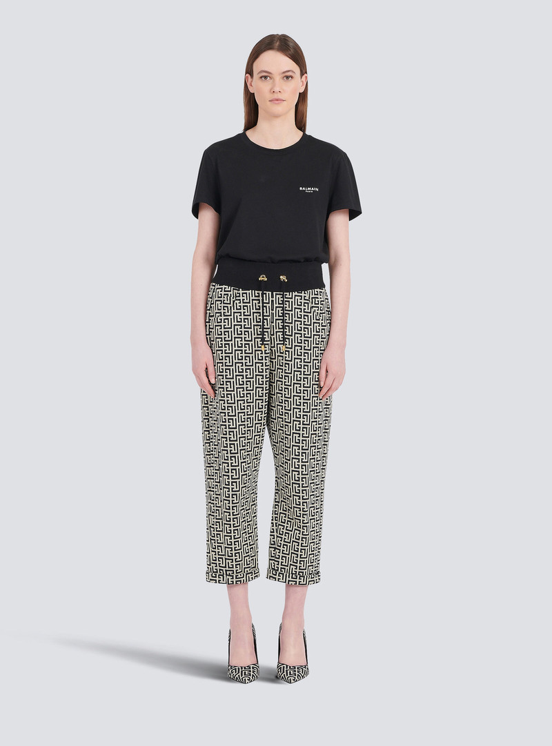 Bicolor knit boyfriend cut sweatpants with Balmain monogram 3
