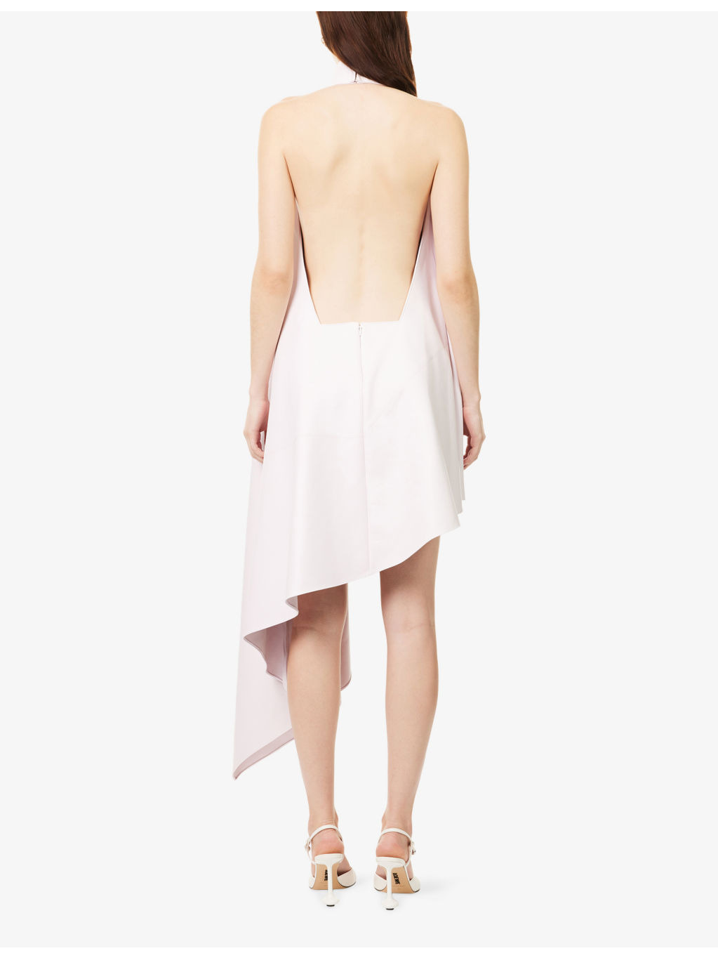 Asymmetric Halterneck Leather Maxi Dress - 4