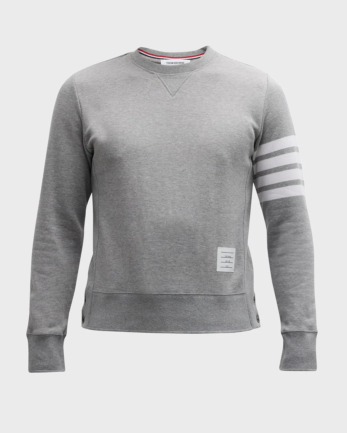 Men's Classic Crewneck Sweatshirt with Striped Sleeve - 1