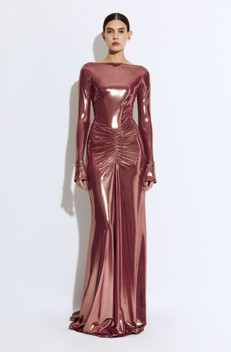 Coated Jersey Ruched Maxi Skirt - 1