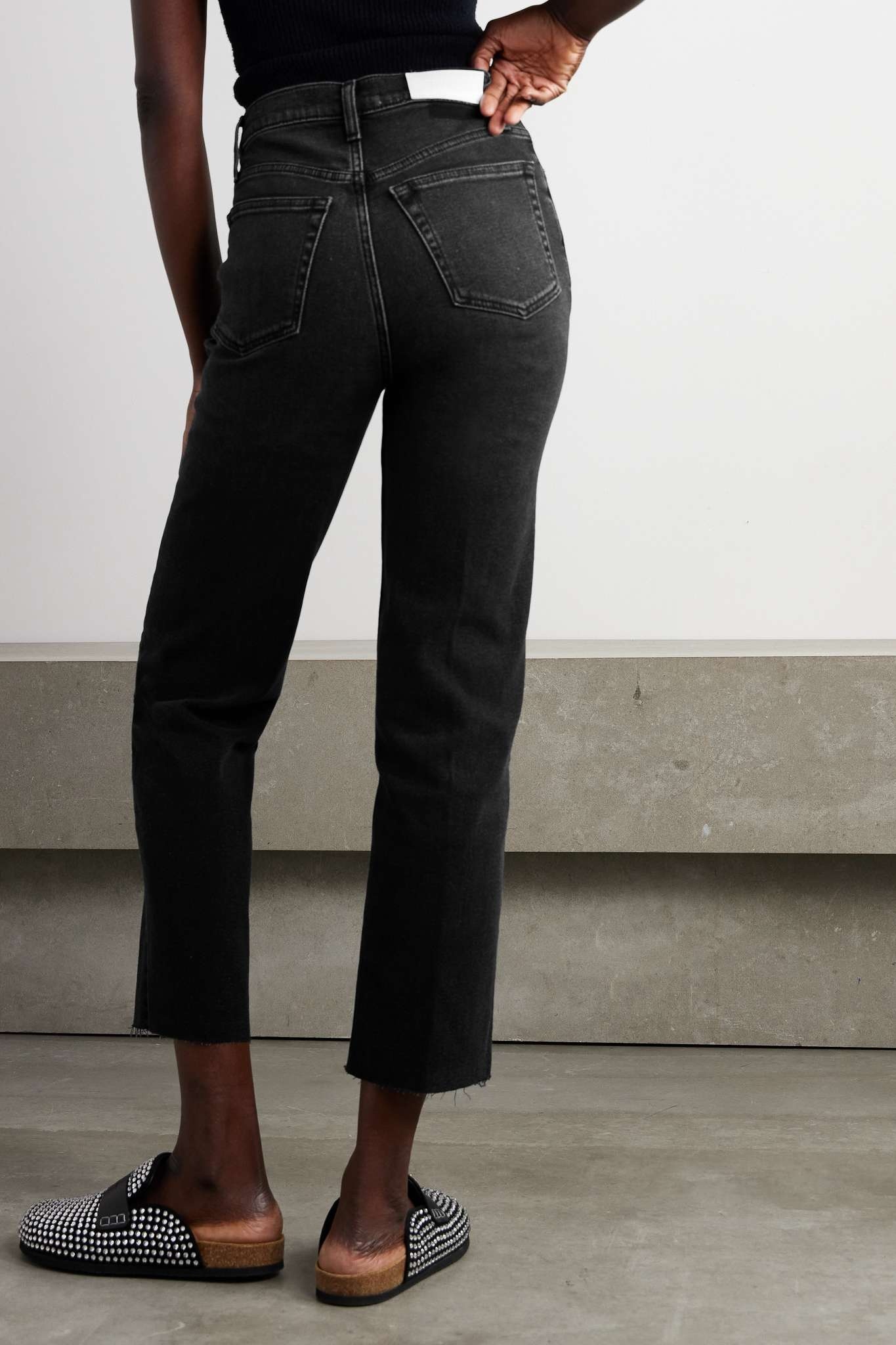 70s Stove Pipe cropped distressed high-rise straight-leg jeans - 3