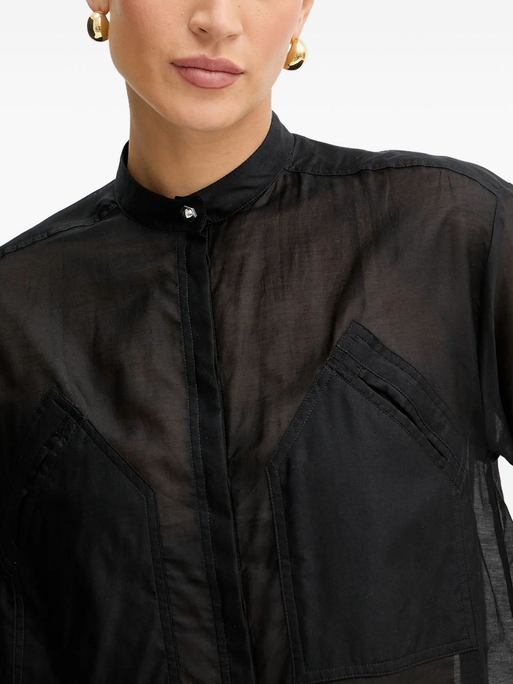mock-neck long-sleeves shirt - 4