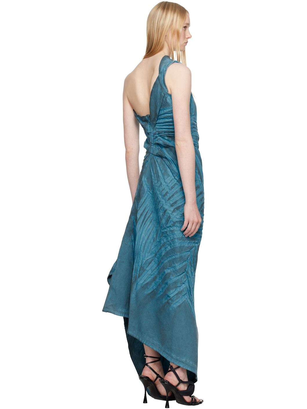 Blue Off-Shoulder Star Denim Maxi Dress - 3