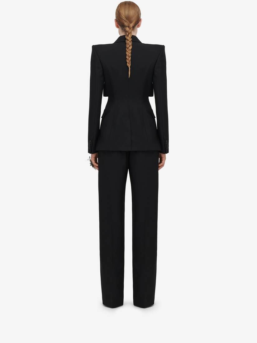 Women's Slashed Tailored Jacket in Black - 4