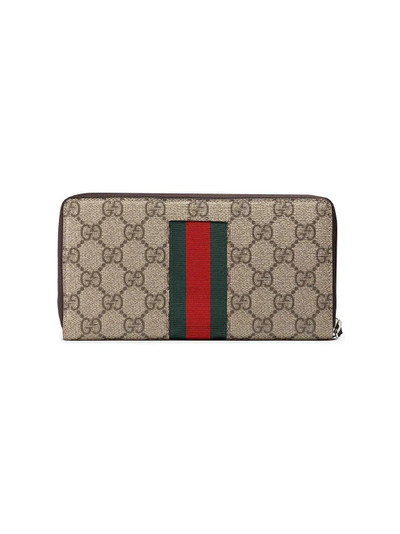 GUCCI Web GG Supreme zip around wallet outlook