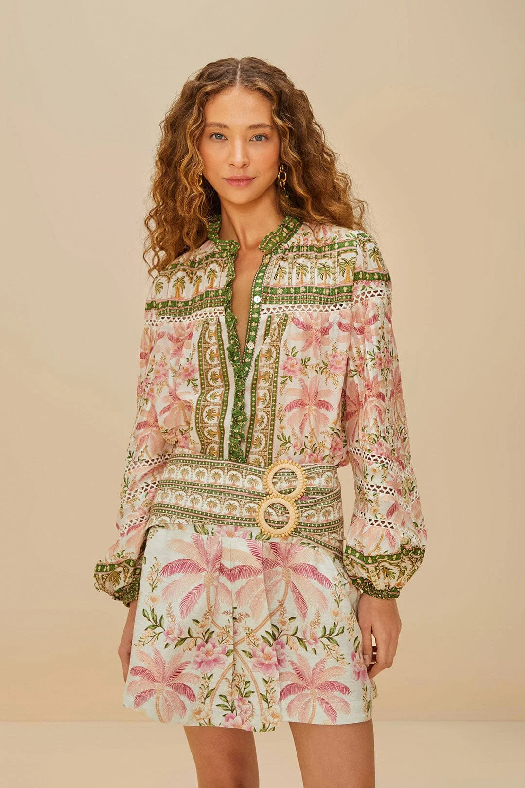 Palm Dream Off-White Double Waistband Mini Skirt - 1