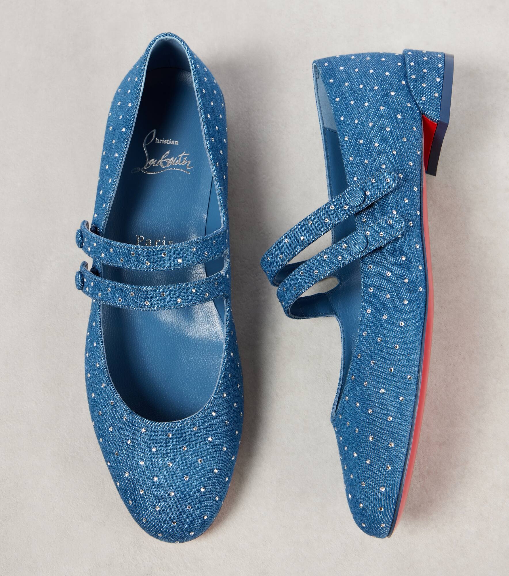 Sweet Jane embellished denim Mary Jane flats - 5