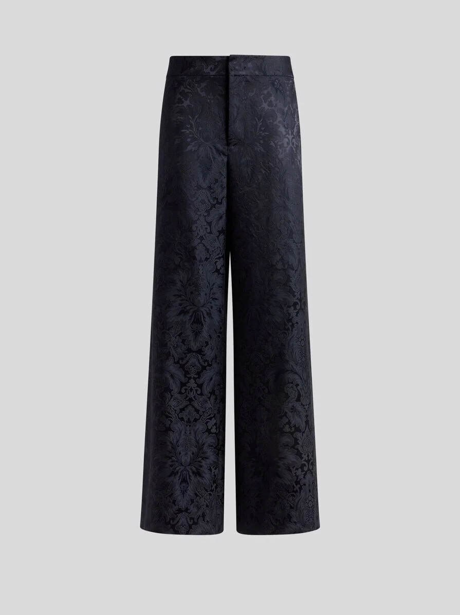 SILK-BLEND JACQUARD PALAZZO TROUSERS - 1