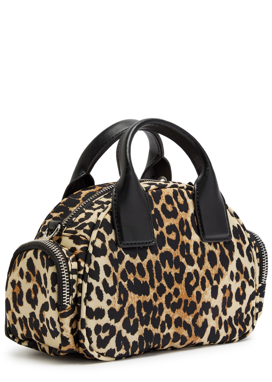 Ganni Polochon Mini Leopard-print Nylon top Handle bag - 2