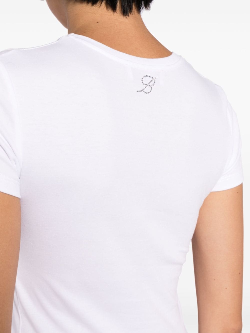 rose-brooch cotton T-shirt - 5