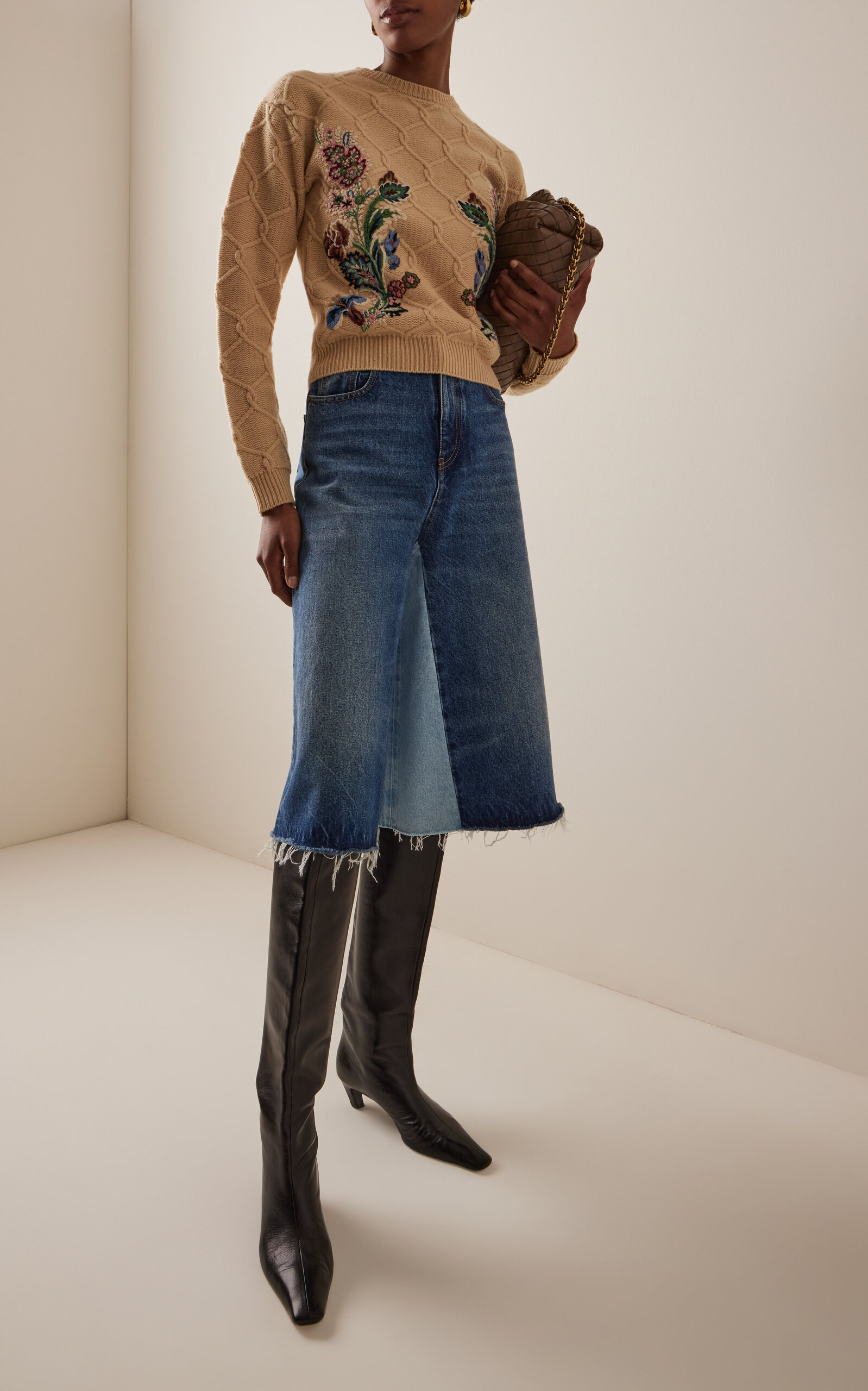 Embroidered Wool-Cashmere Sweater nude - 3